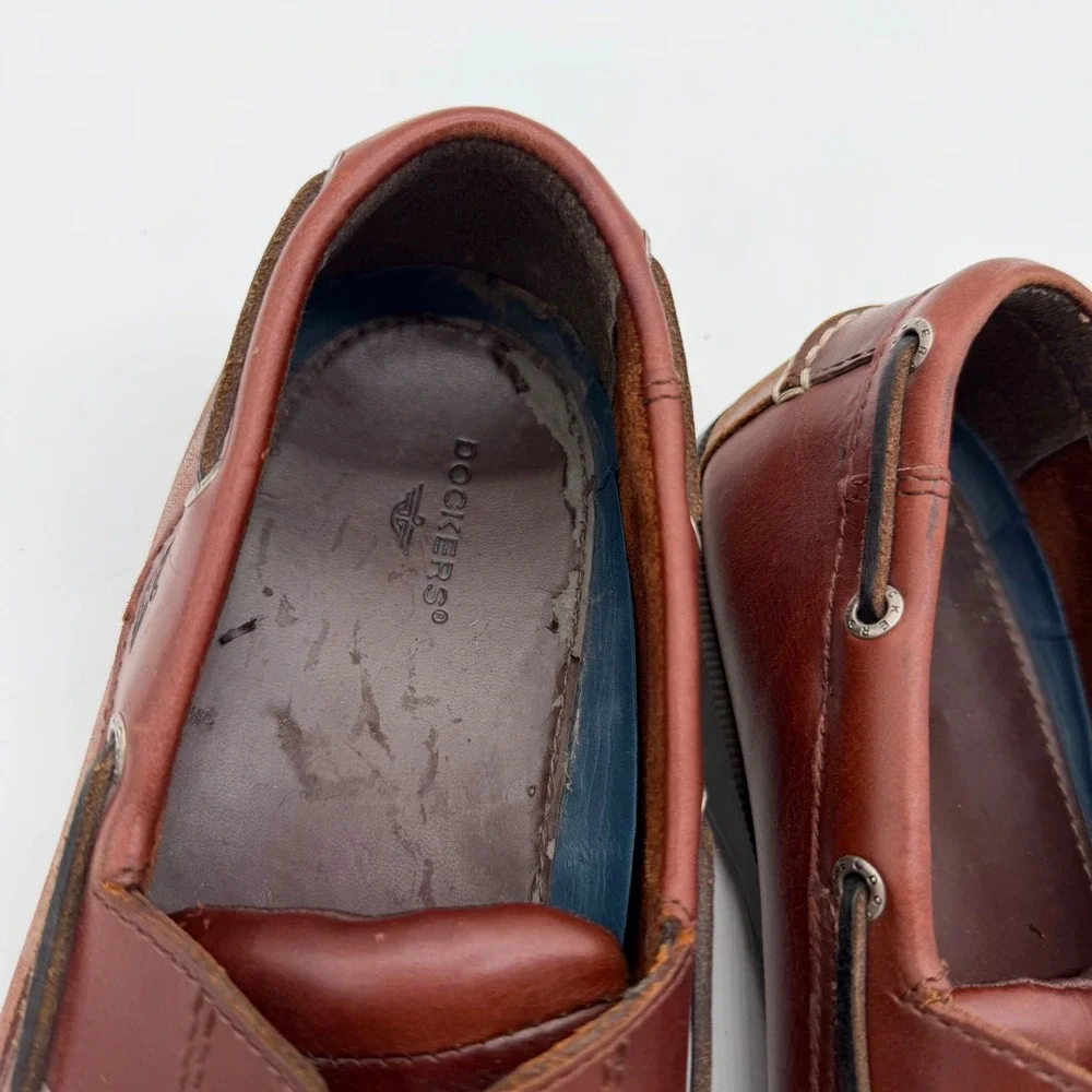 Dockers Mens Brown Leather Boat Shoes Moc Toe Loafers 090-14449 Size 12M